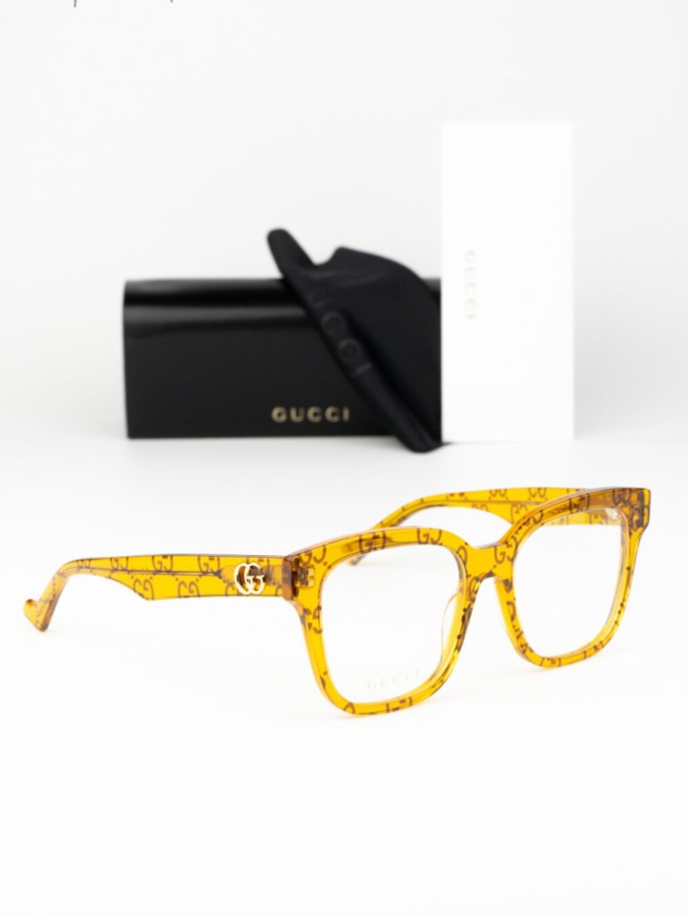 Gucci Women Eyeglasses Yellow Demo Square GG0958O 011 NEW AUTHENTIC